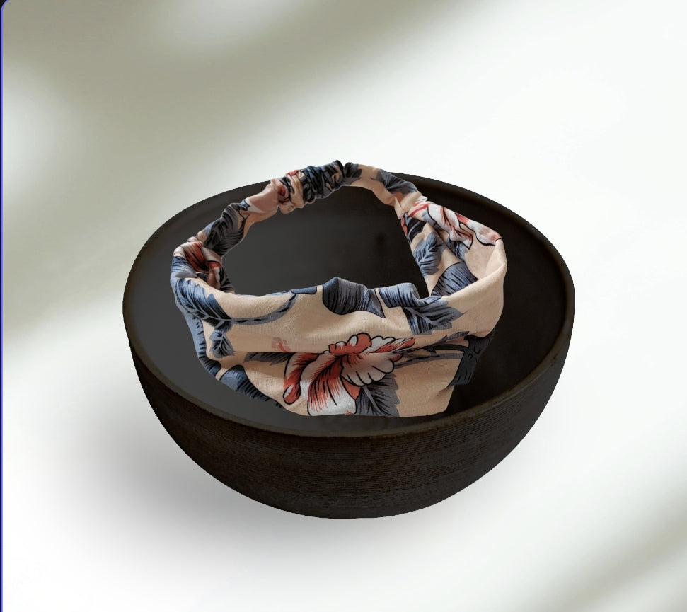 Bandeau Rose Saumon Fleuris