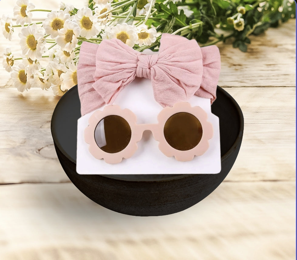 Bandeau Rose + Lunette Fleurs Rose