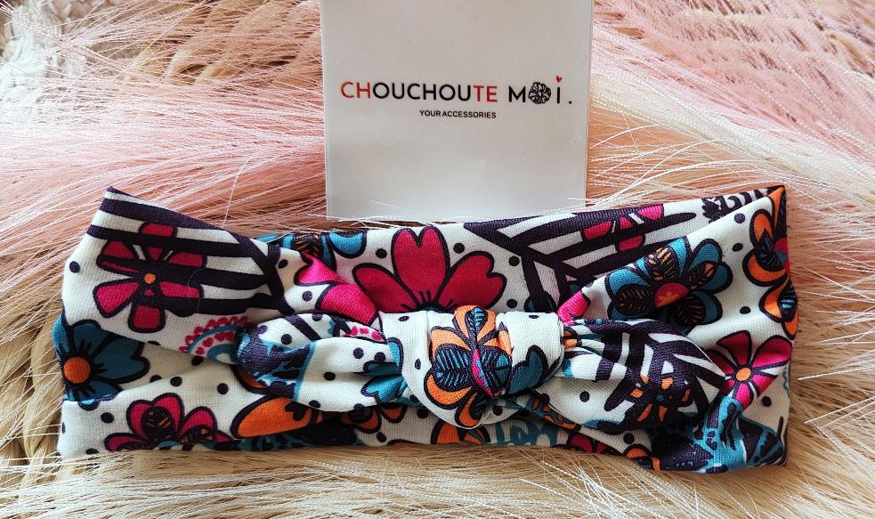 Bandeau à Noeud pour Cheveux Pitchoune Fleuris Blanc