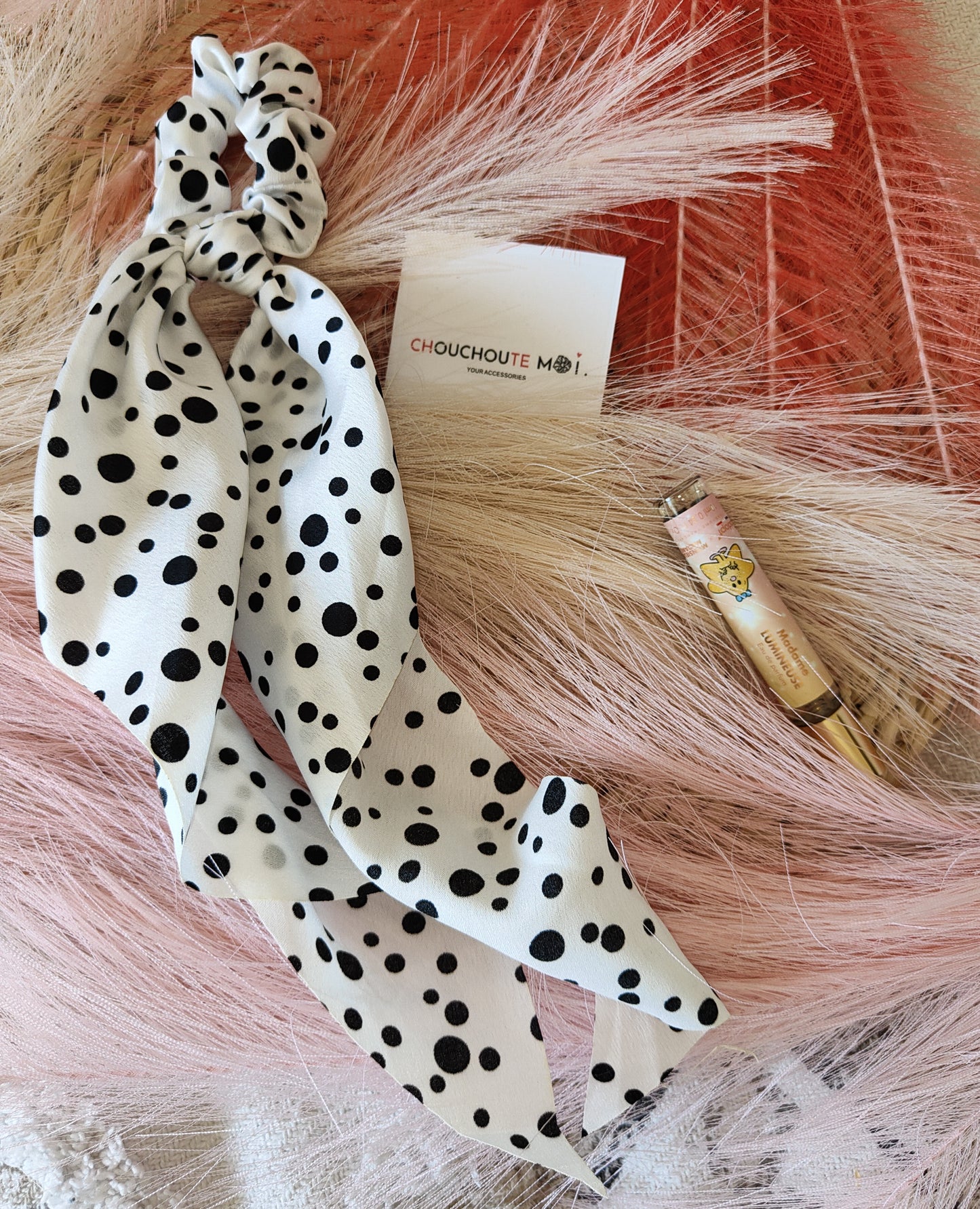 Chouchou Foulard à Pois Blanc