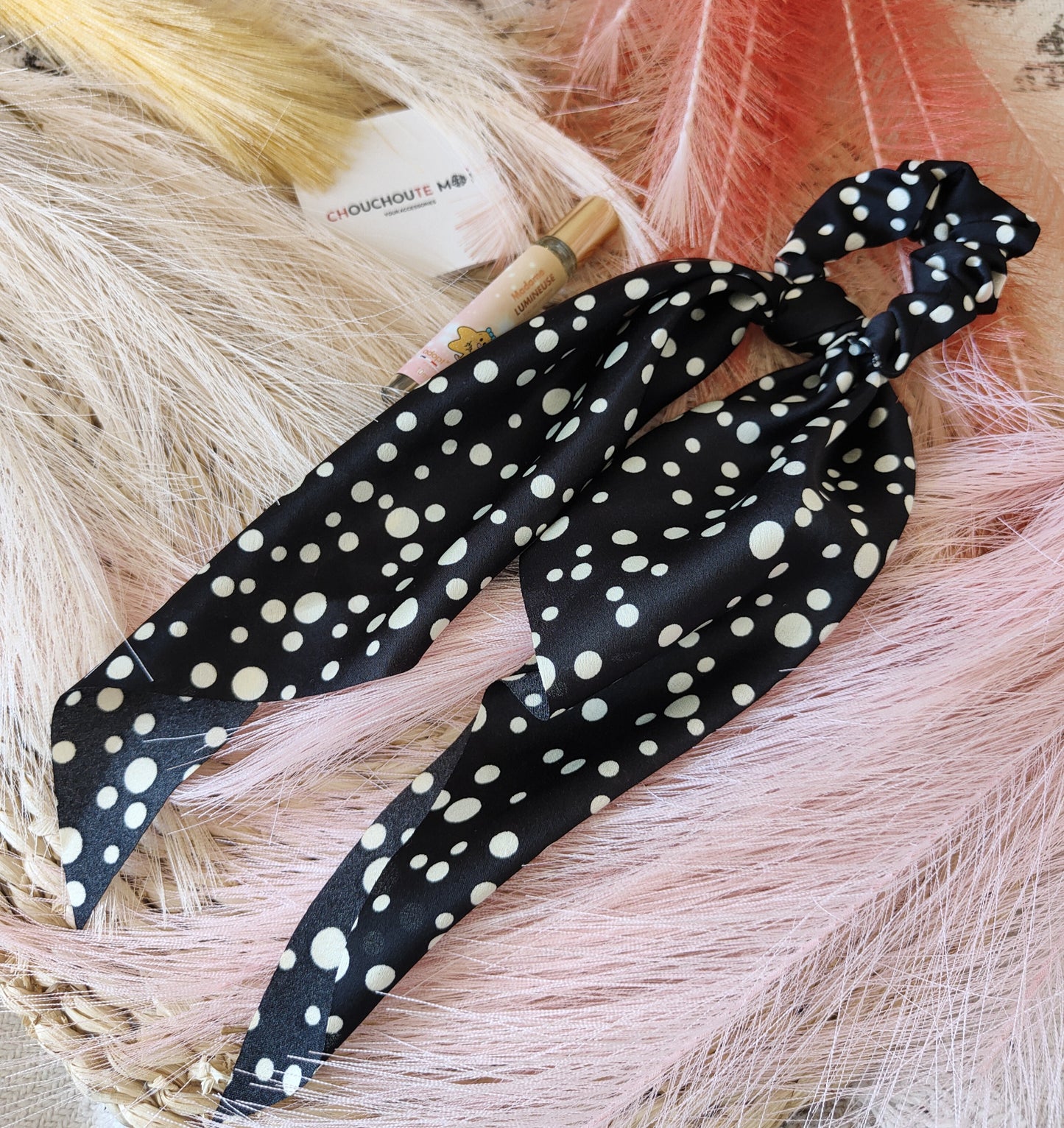 Chouchou Foulard à Pois Noir
