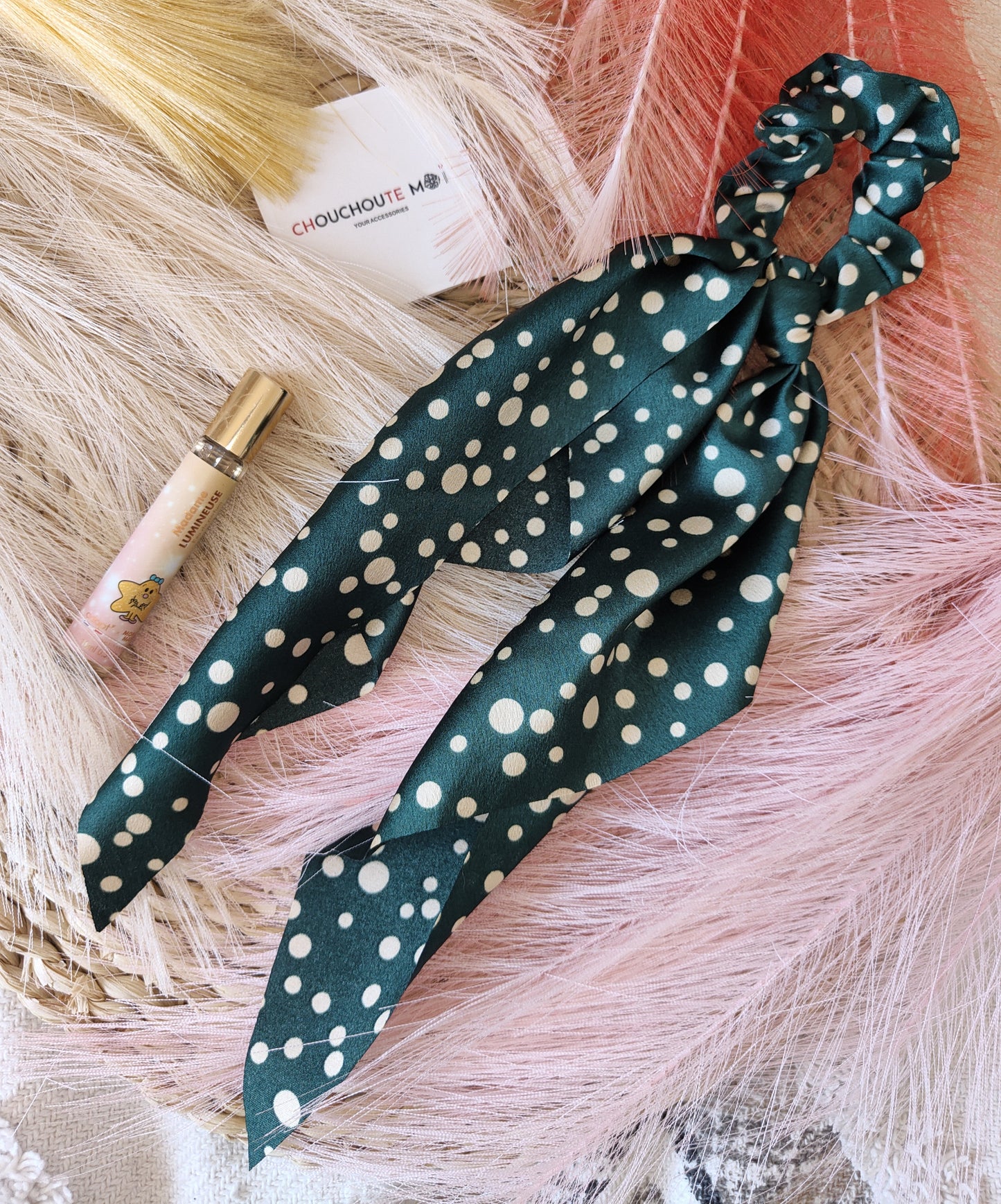 Chouchou Foulard à Pois Vert