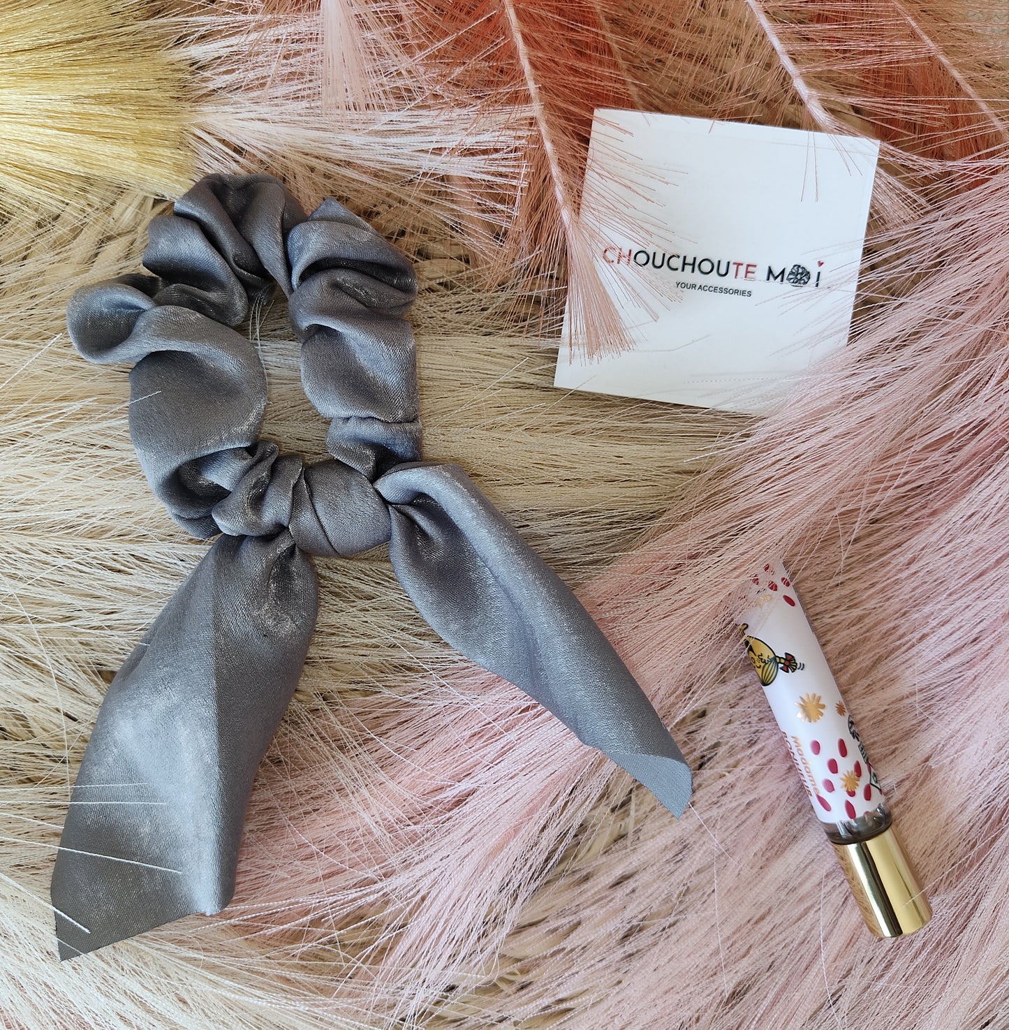 Chouchou Foulard Court Gris