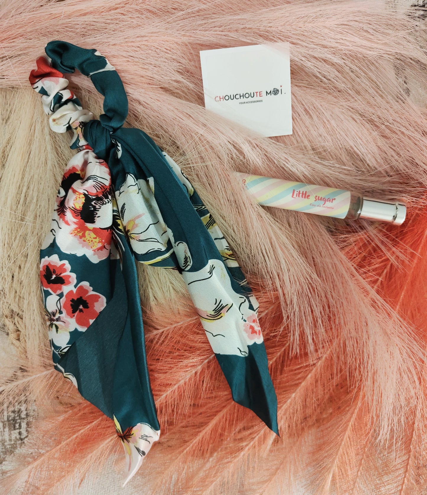 Chouchou Foulard à Fleurs Bleu