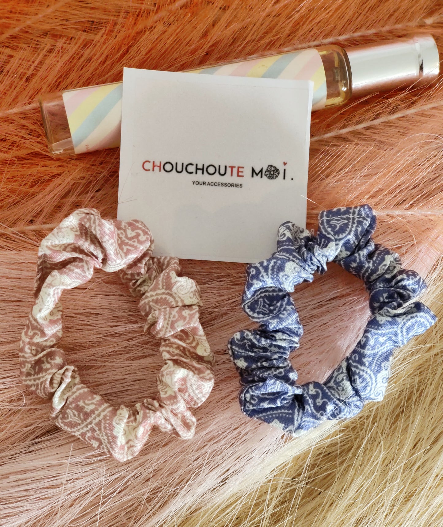 Lot de 2 Chouchous Cheveux Bandana Violet Rose