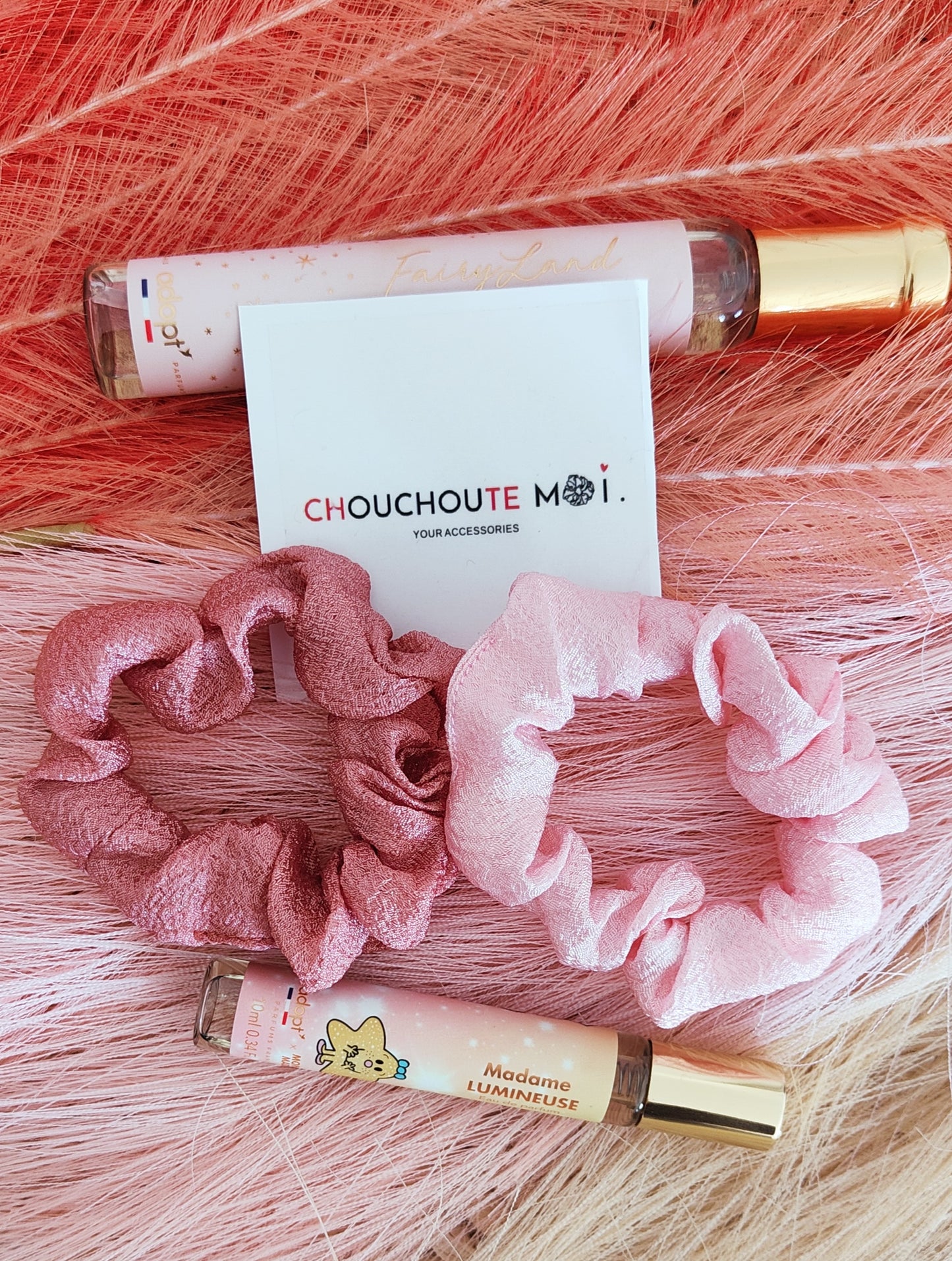 Lot de 2 Chouchous Cheveux Brillant Rose
