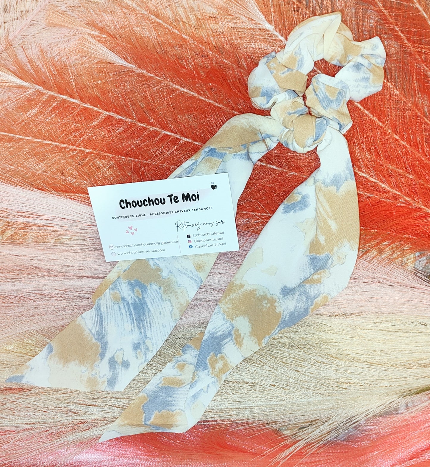 Chouchou Foulard Long Rétro Brun