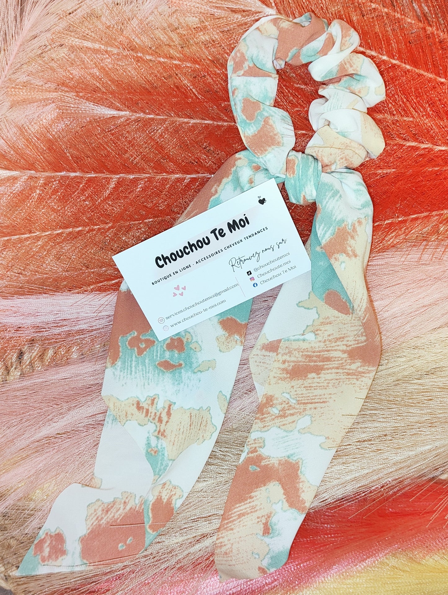 Chouchou Foulard Long Rétro Rouge