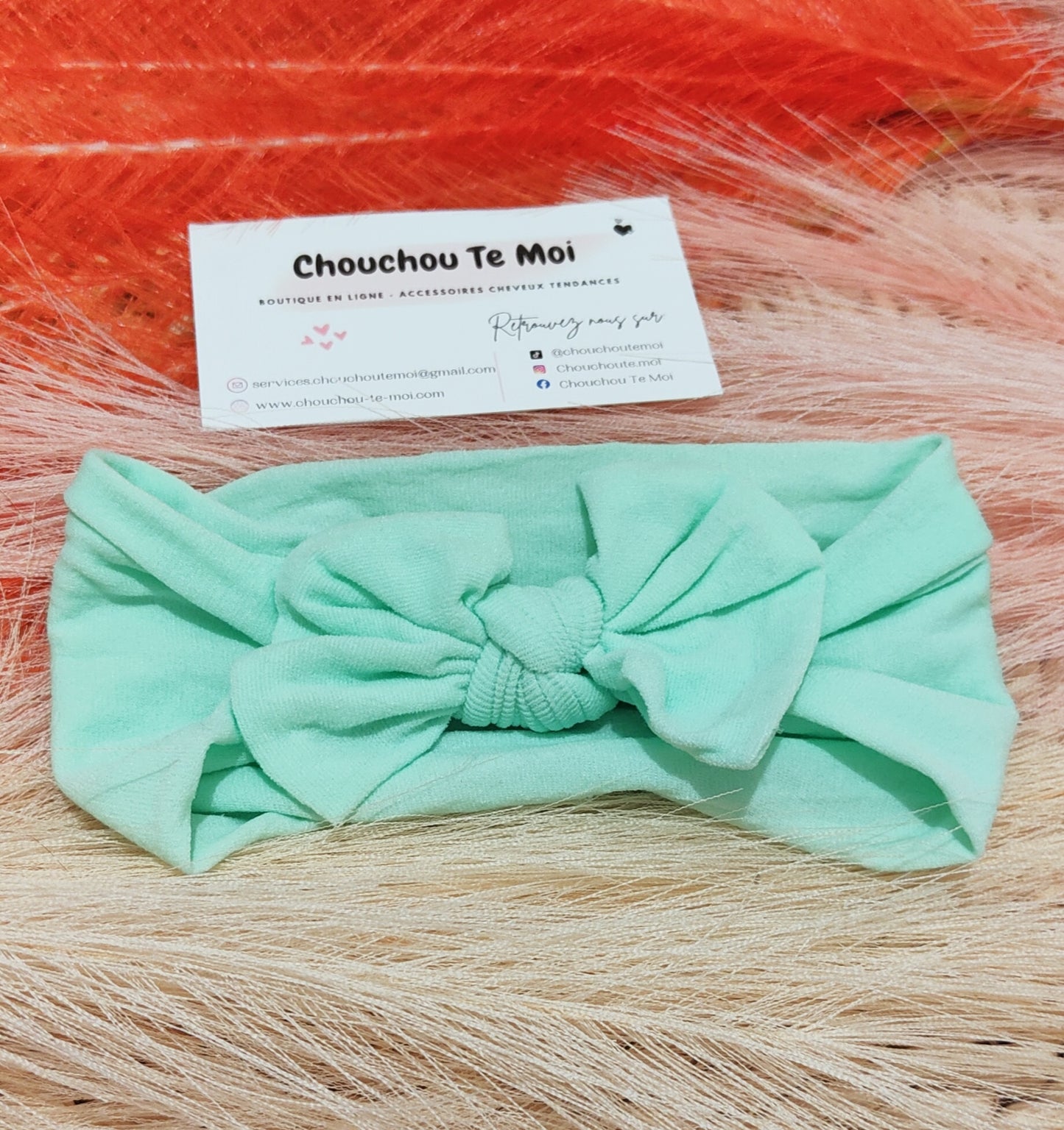 Bandeau avec Noeud pour Cheveux Vert Pastel
