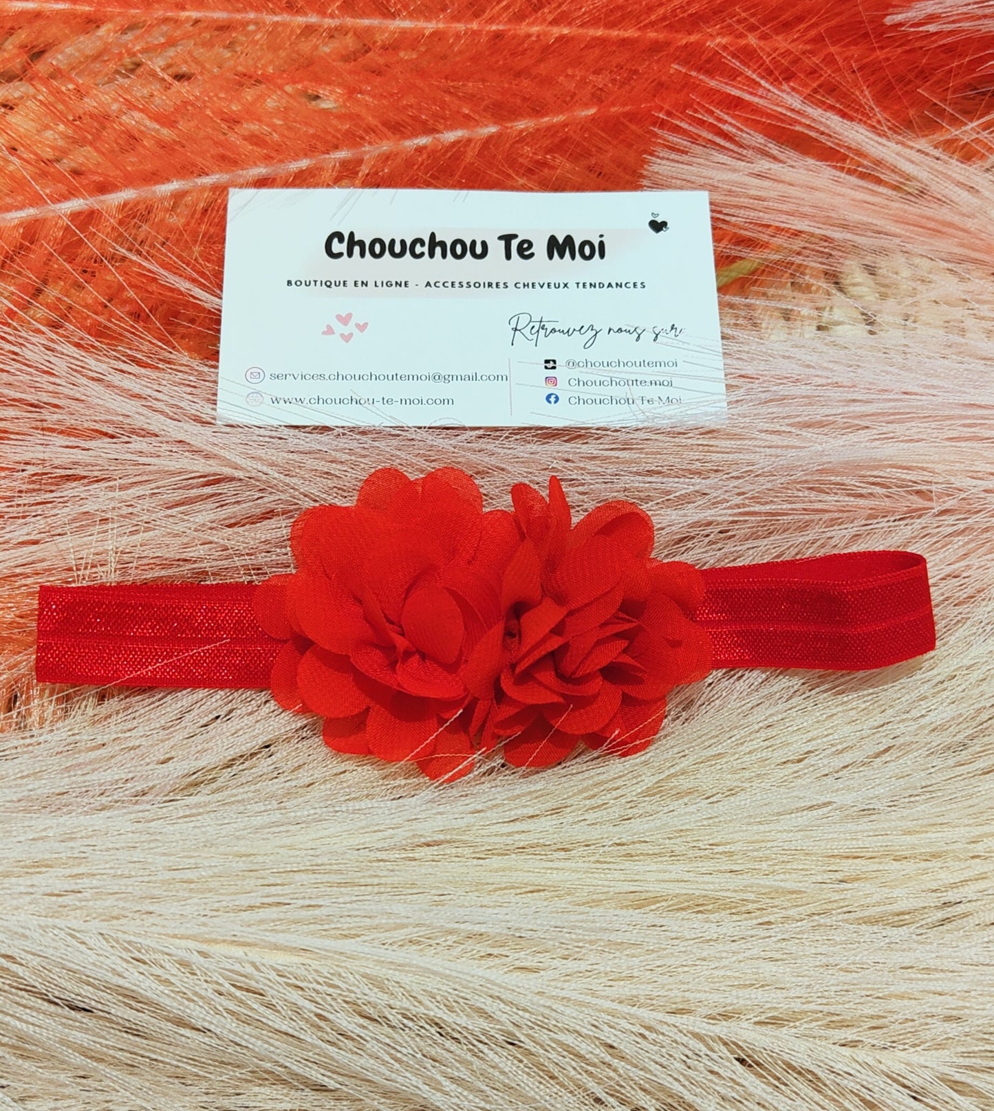 Bandeau Élastique à Fleurs Rouge