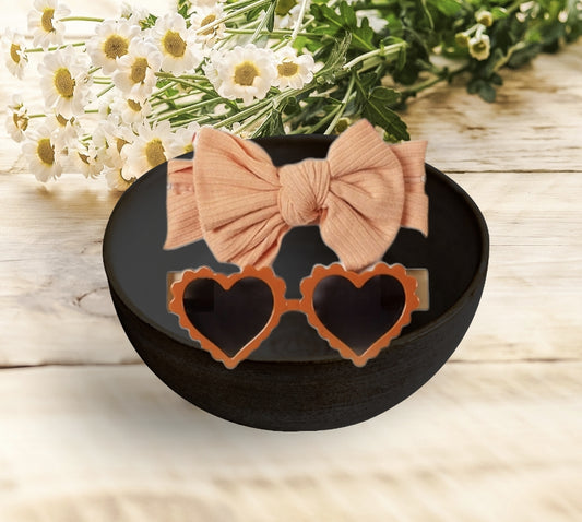 Bandeau avec Noeud Orange + Lunette Coeur Orange