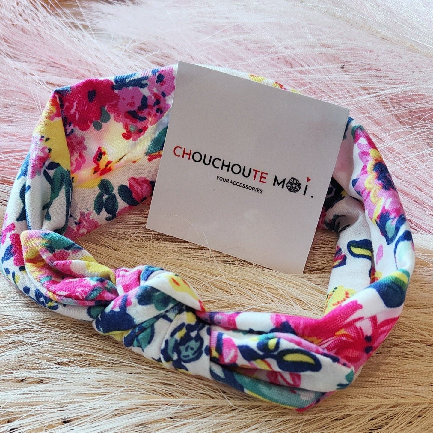 Bandeau à Noeud pour Cheveux Pitchoune Fleuris Blanc