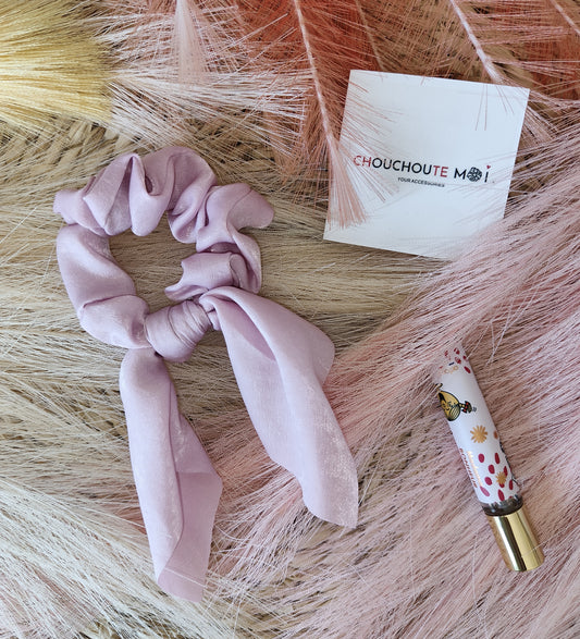 Chouchou Foulard Court Rose Perle