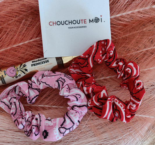 Lot de 2 Chouchous Cheveux Bandana Rose Rouge