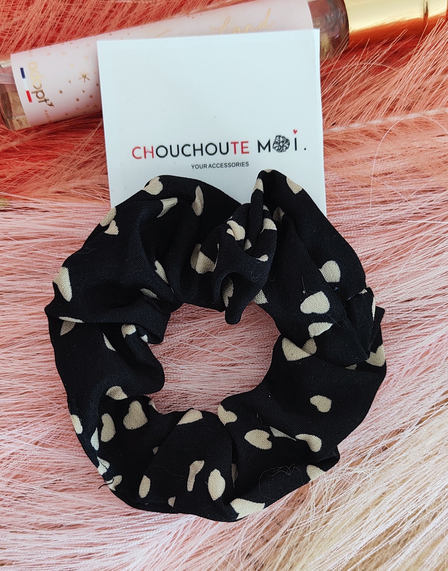 Chouchou pour Cheveux Noir à Motifs Coeur