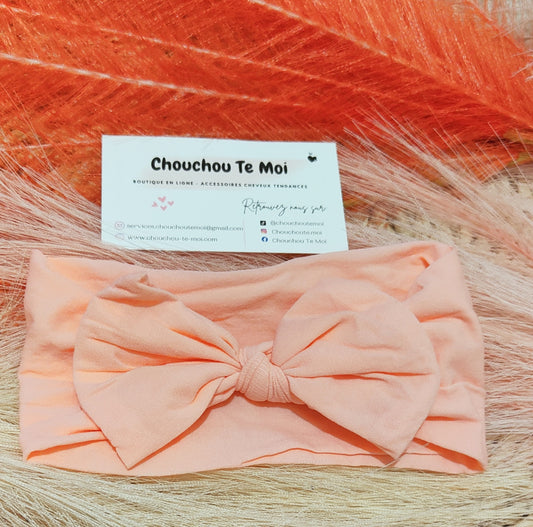 Bandeau avec Noeud pour Cheveux Rose Saumon