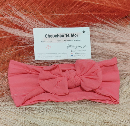 Bandeau avec Noeud pour Cheveux Rose Bonbon