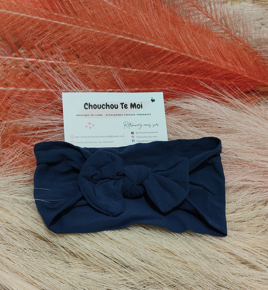 Bandeau avec Noeud pour Cheveux Bleu Marine