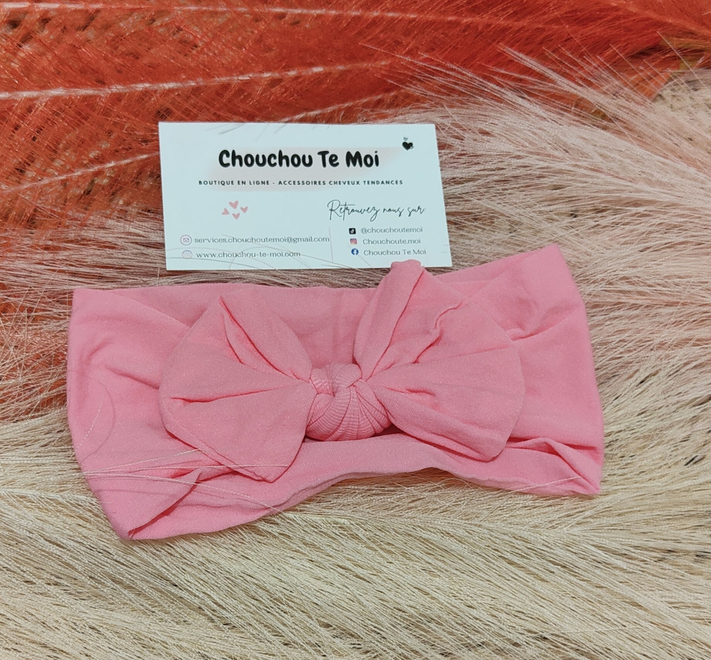 Bandeau avec Nœud pour Cheveux Rose Girly