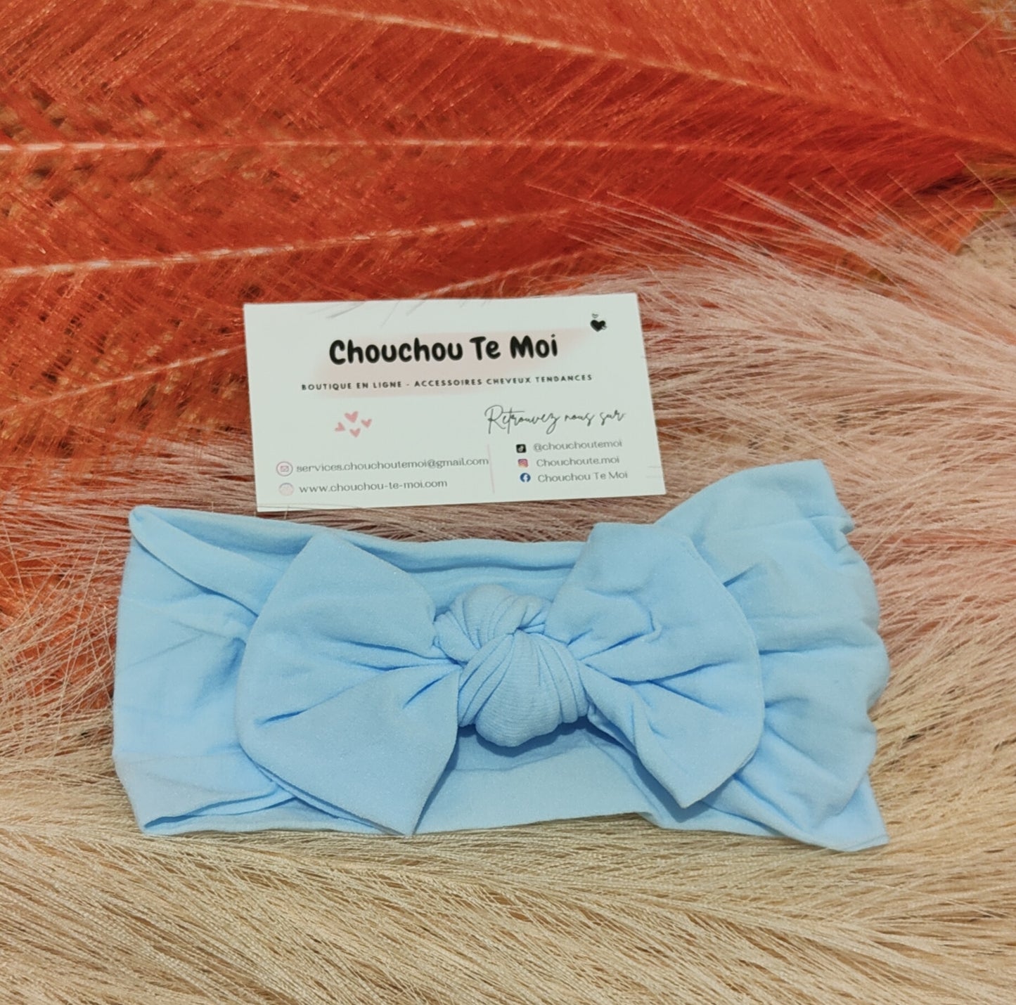 Bandeau avec Noeud pour Cheveux Bleu Ciel