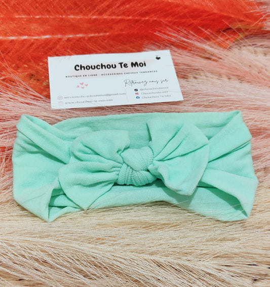 Bandeau avec Noeud pour Cheveux Vert Pastel