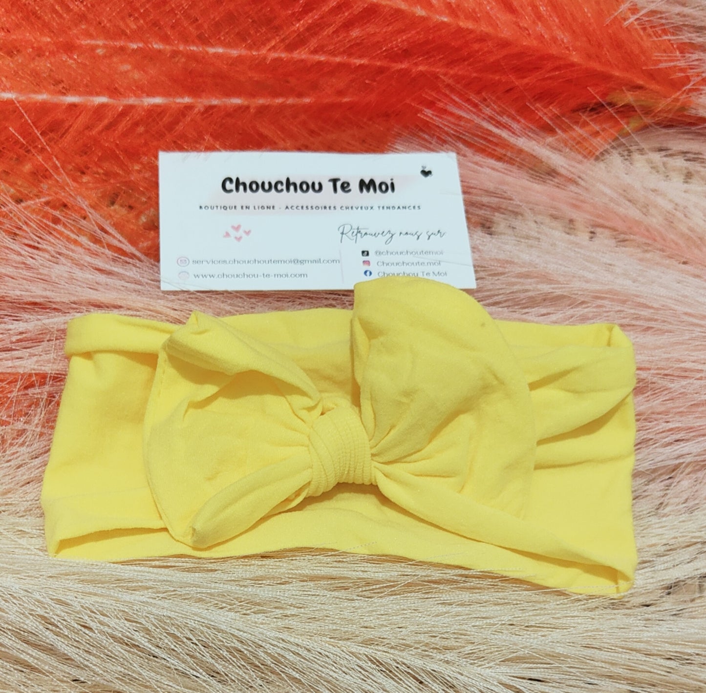 Bandeau avec Noeud pour Cheveux Jaune